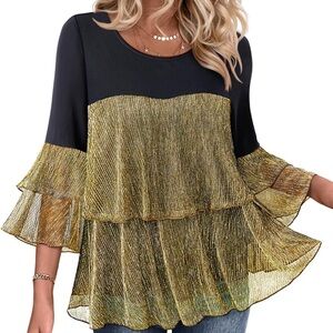 Elegant Gold and Black Women's Top